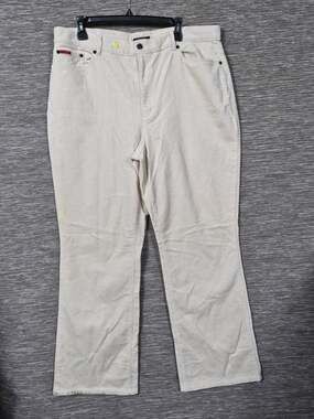 Chaps Corduroy Pants Womens Size 16 Cream Bootcut Leg Stretch High-Rise